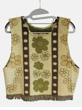 Vintage Crop Top Handsewn 1970's Cannon Towels Upcycled Pullover Vest RARE